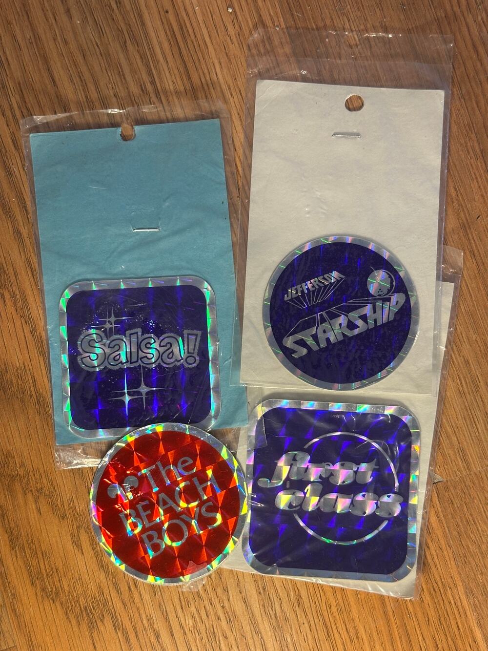 Vintage Holographic Band Stickers Decals Beach Boys Jefferson Starship Lot 4